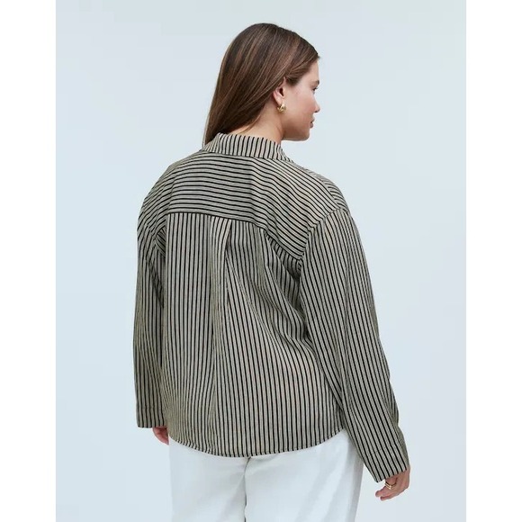 NWT Madewell Resort Striped Shirt Womens Plus 2X Brown White Stripe Seersucker - Picture 5 of 13